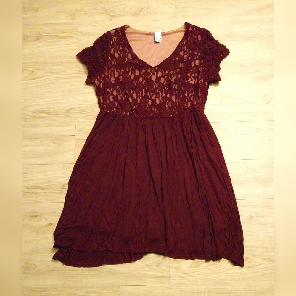 Maroon Lace Plus Size Dress